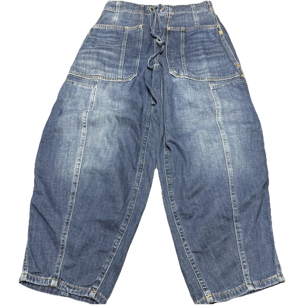 Free People We The Free Silverton Pull-On Barrel Jeans Earth Angel Boho Sz XS
